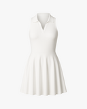 white tennisdress with collar
