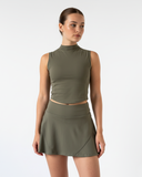 Tennis set High-neck top with A-line skirt