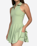 Tennis Dress with Collar - Green