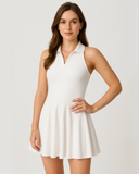 white tennisdress with collar