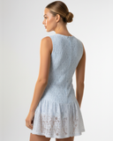 back of the lace tennis dress in the color blue