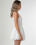 side of the white tennis dress with puff skirt