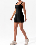 tennisdress black while walking