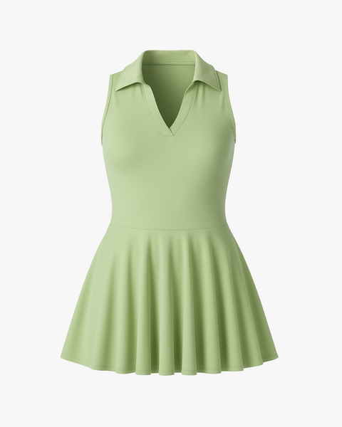 Tennis Dress with Collar - Green – Juna