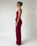 red jogger set side