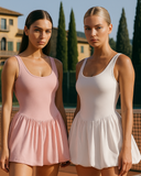 tennisdresses white and pink with puff skirt in italy