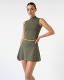 Tennis set High-neck top with A-line skirt