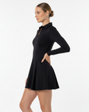 long sleeve tennis dress with collar and black