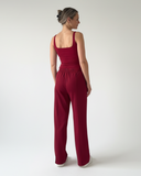 back of the red jogger set