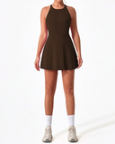 brown tennisdress with nice fit in the studio