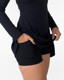 pockets of the black tennis dress longsleeve