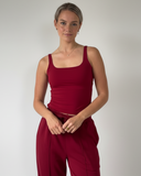 red jogging top