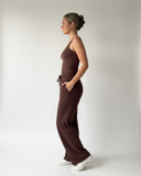 side of the brown jogger set