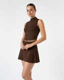 Tennis set High-neck top with A-line skirt