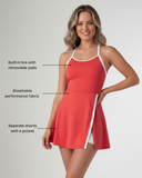 benefits of the red tennisdress with white lines