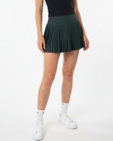 green pleated tennis skirt from the side